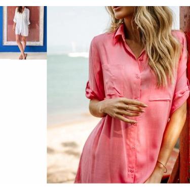 Imagem de kit 2 Chemise Camisão Max Camisa Manga Longa Lisa Saída de Praia - Mad