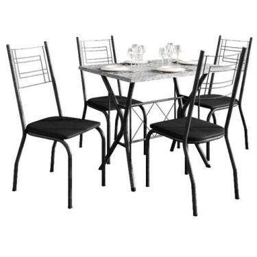 Imagem de Mesa De Jantar Bruna 100x60 Cm Com Granito Ocre Itabira Com 4 Cadeiras