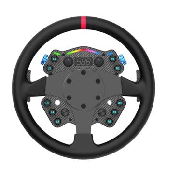 Imagem de CAMMUS Racing Simulator Steering Wheel C12, Leather Steering Wheel Cover + Multifunction Controls, Real Force Feedback, Magnetic Paddle Shifters, PC High Performance Operation - Black