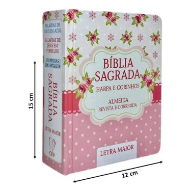 Imagem de Bíblia Pequena Para Bolsa Assembleia De Deus Batista Deus É Amor Palavra De Jesus Em Vermelho Pentecostal Harpa Coros Índice