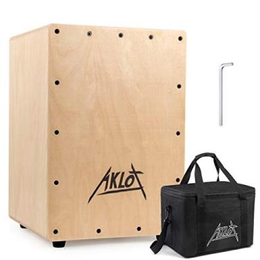 Imagem de AKLOT Cajon Box Drum Caixa de percussão de madeira com caixa interna ajustável de madeira de bétula compacta (25,4 x 25,4 x 35,5 cm)