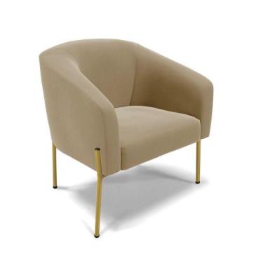 Imagem de Cadeira Sala De Jantar Pé De Ferro Dourado Stella Suede D03 - D'rossi 