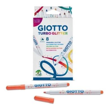 Imagem de Caneta Hidrocor Giotto Turbo Glitter 8 Cores Cores Gliter