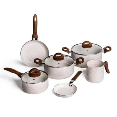 Imagem de Jogo de Panelas Cerâmic Life Smart Plus Antiaderente Alumínio Vanilla 