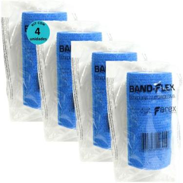 Imagem de Atadura 10cm Azul Band-FlexAutoadesiva Para Animais Farex Kit Com 4