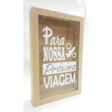 Imagem de Quadro Rolhas Cofrinho Cofre Viagem Porta Moedas 27x17cm mdf cru - son