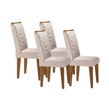 Imagem de Cadeira de Cozinha Londrina Kit 4 Un Capuccino/Suede Creme - Rufato