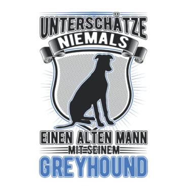 Imagem de Greyhound Notizbuch: Greyhound Alter Mann Britischer Windhund / 6x9 Zoll / 120 karierte Seiten Seiten