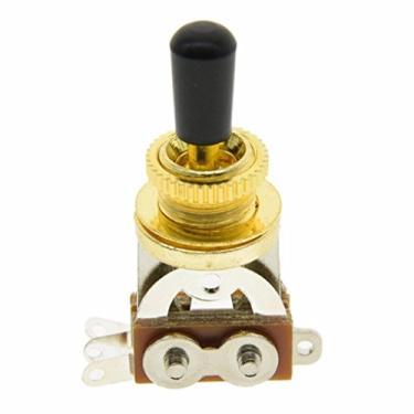 Imagem de Dopro Seletor de captador de quadro curto de 3 vias de guitarra dourado com ponta preta de metal de latão (não ponta de plástico) para guitarras elétricas Les Paul