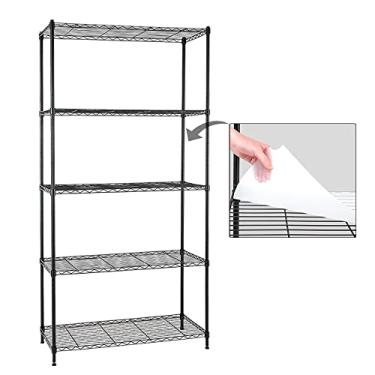 Imagem de Estante EFINE com 5 prateleiras e forros para prateleira, conjunto de 5, rack de armazenamento ajustável, prateleiras de arame de aço, prateleiras e armazenamento para cozinha e garagem (91,5 cm L x 40,6 cm P x 182 cm A)