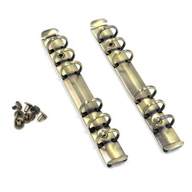 Imagem de Meprotal Kit de substituição de mecanismo de fichário de metal A6 com 6 anéis, para livro de folhas soltas, faça você mesmo, álbum de fotos, pasta de armazenamento de papel (Bronze)