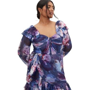 Imagem de CITY CHIC Vestido plus size, vestido floral Crysta, Cristal floral, 48