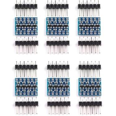 Imagem de HJTOOK Conversor de nível lógico de 4 canais com 6 peças, modelo 3,3 V para 5 V, 5 V a 3,3 V, câmbio bidirecional para comunicação serial de sinais de ônibus IIC UART SPI