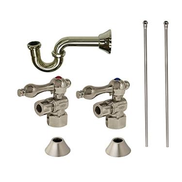 Imagem de Kingston Brass CC43108LKB30 Kit de acabamento de pia de encanamento tradicional com armadilha P para lavatório e cozinha, níquel acetinado