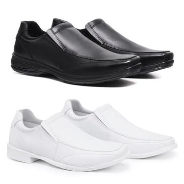 Imagem de Novo Hábito, Kit 2 Sapato Social Masculino Ultra Confort Ajuste Elástico Cor:Preto e Branco;Tamanho:41