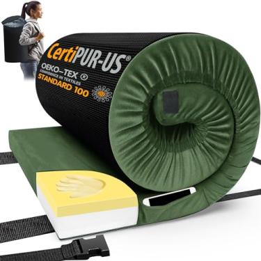 Imagem de CYMULA Certipur-us almofada de colchão de espuma de memória para acampamento, almofada de dormir de espuma portátil para camping, berço de enrolar colchão de chão verde colchão de chão cama