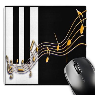 Imagem de 3dRose Mouse pad LLC 20 x 20 x 0,63 cm, notas musicais douradas em teclas de piano (mp_18761_1)