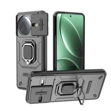 Imagem de Kukoufey Compatível com Xiaomi Poco F7 Pro 5G Bracket Shell, com capa de lente de câmera deslizante compatível com Xiaomi Redmi K80 5G, capa preta