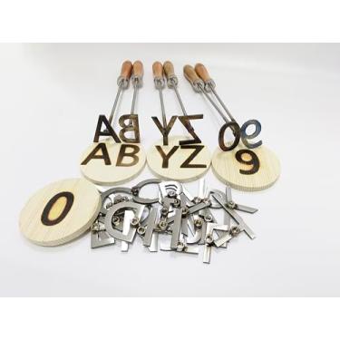 Imagem de KEESOON Ferros De Marcar Premium De 2" 0-9 E Conjunto De Alfabeto Az Com Cabo De Madeira De 10" - Aço Inoxidável Para Durabilidade Duradoura (Conjunto Completo De 2 Em 0-9 E Az)