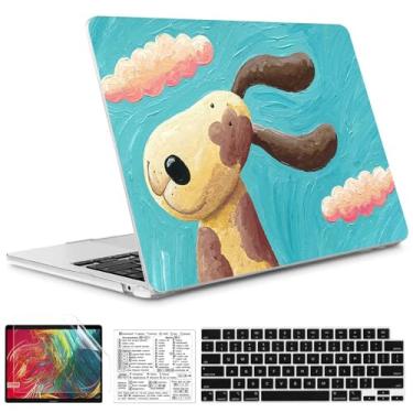 Imagem de QCzyc Desenho animado compatível com MacBook Air 2022 de 13,5 polegadas modelo de : A2681 M2 Chip plástico para laptop com adesivo de teclado Mac OS e capa de teclado (Cão)
