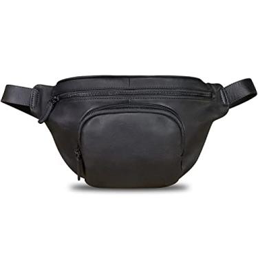 Imagem de Pochete de couro genuíno para mulheres e homens, bolsa tiracolo vintage de couro verdadeiro, bolsa tiracolo moderna bolsa de cintura bolsa de peito, Cinza-escuro, Medium, Bolsa de cintura