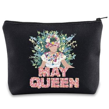 Imagem de BWWKTOP Midsommar Bolsa de maquiagem cosmética inspirada em filmes de terror maio rainha bolsa com zíper, MAY QUEEN, Bolsa