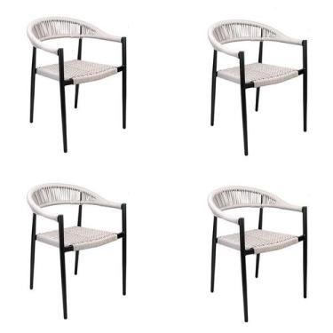 Imagem de Kit 4 Cadeiras Trancoso Base Preta Amêndoa - Rivatti
