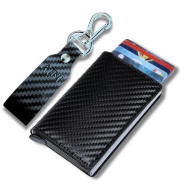 Imagem de Carteira Fiber Black Masculina Feminina Slim ATNI Porta Cartões Bloqueio RFID Antifurto Couro PU Minimalista Fecho Contato Cedulas Notas Caixa Presentear Moderno Segurança Ultimate Inovadora