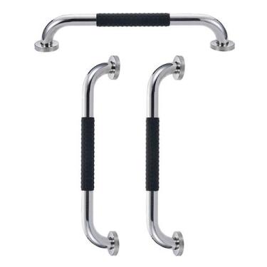 Imagem de Barra de Apoio Inox 40cm Suporte Antiderrapante Idoso Gestante Kit 3 u