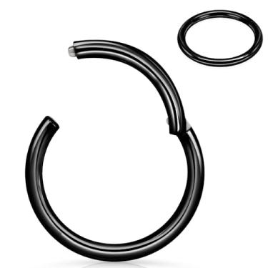 Imagem de Anéis de nariz articulados de aço cirúrgico 316l argola 20G 18G 16G diâmetro da argola de nariz 6 mm 7 mm 8 mm 9 mm 10 mm 12 mm anel de septo cartilagem brincos hélice tragus conch daith Rook piercing de nariz joias dourado-prata-preto, Aço inoxidável, Sem pedras preciosas