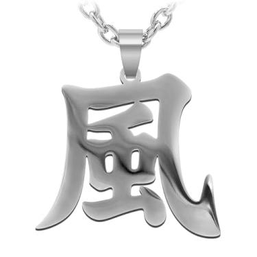 Imagem de Colar kanji de vento para homens e mulheres japoneses de aço inoxidável com pingente de corrente Gaara