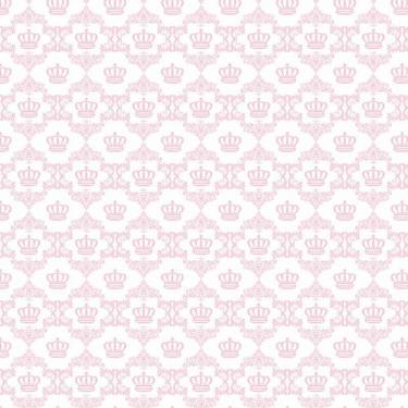 Imagem de Papel De Parede Branco Coroas Rosa Claro Quarto Bebê Adesivo