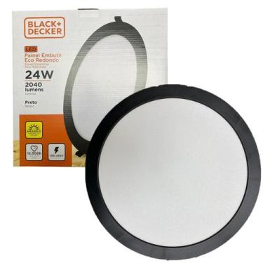 Imagem de Plafon Redondo Embutir Preto 24w Branco Quente 3000k - Black+Decker, B