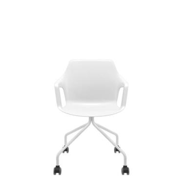 Imagem de Cadeira Vesper Giratória Estrutura Branca 4 Pés com Braços Fixos - Pla
