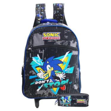 Imagem de Mochila Sonic The Hedgehog Rodinhas Com Estojo Duplo Escolar - Pacific