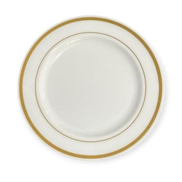 Imagem de Kit Pratos de acrílico Luxo Dourado Sobremesa 18cm-10un - Genérica