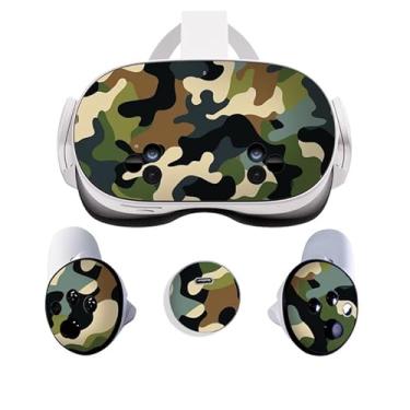 Imagem de VR Headset Spider Capacete Skin e Acessórios Kit de Adesivos Compatível com Quest 3 Skin Vinil Capa Protetora Decalque (Camuflagem Verde)