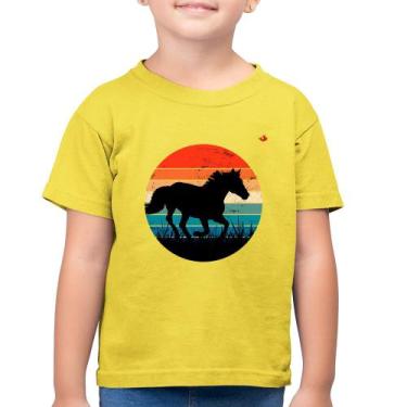 Imagem de Camiseta Algodão Infantil Cavalo Vintage Sunset - Foca na Moda, Amarel