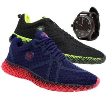 Imagem de Kit 2 Tênis Masculino Esporte Cadarço Academia Corrida Fitnes + Relógio-Masculino