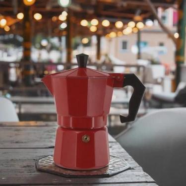 Imagem de Cafeteira Italiana Alumínio 6 Xícaras Manual 300ml Vermelha - Yeet