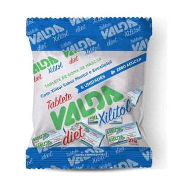 Imagem de Goma de Mascar Valda Diet Xilitol Sabor Mentol, Eucalipto e Timol 6 Ta