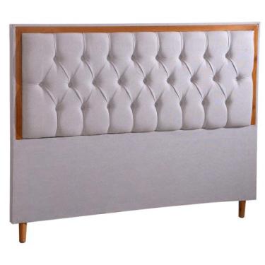 Imagem de Cabeceira King Luxo Diamante LInho com Detalhe em Madeiras Mac Interio