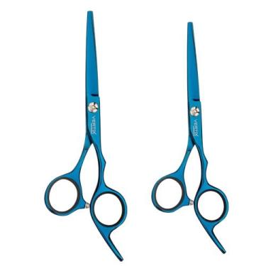 Imagem de Tesoura Blue Titanium Fio Navalha 5,5 Laser 7" Vertix