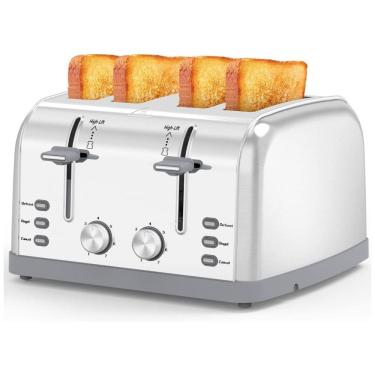 Imagem de Torradeira Elétrica 4 Fatias com 7 Níveis de Tostagem de Aço Inoxidável, 110V, Lainsten T527, Prata