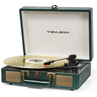 Imagem de Vitrola Toca Discos Retrô Vitrola, 3 Velocidades com Bluetooth e USB, 110v, TANLANIN TE 2026GR, Verde