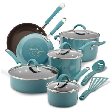 Imagem de Conjunto de Panelas Antiaderentes e Utensílios, 12 Peças, RACHAEL RAY 16344, Azul