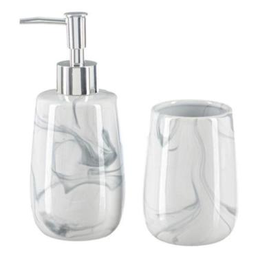 Imagem de Kit Lavabo Banheiro Luxo Saboneteira Líquida Escova / 483 - PGB