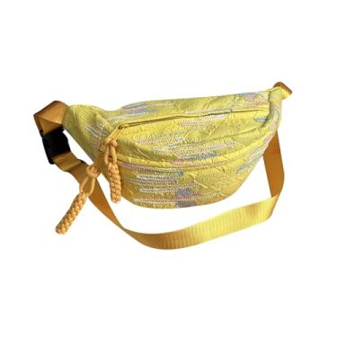 Imagem de eYLun Pochete feminina bolsa tiracolo ajustável casual bolsa de cintura moderna bolsa de peito bolsa de cintura para viagem, caminhada, corrida, caminhada, Amarelo, Estilo C