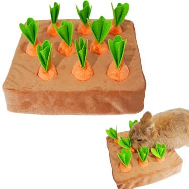 Imagem de Brinquedos interativos de enriquecimento de coelhos, esconde-esconde com cenoura de pelúcia para tédio e estimulação, quebra-cabeça de coelho para filhotes, porquinhos da índia, gatinho, chinchila (GG
