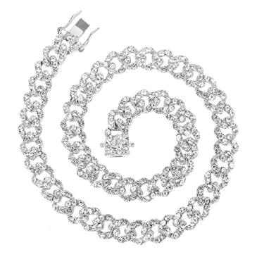 Imagem de HH Bling Empire Colar masculino feminino banhado a ouro prata diamante BLK Black Lives Matter corrente pingente 61 cm, Cristal, Diamante